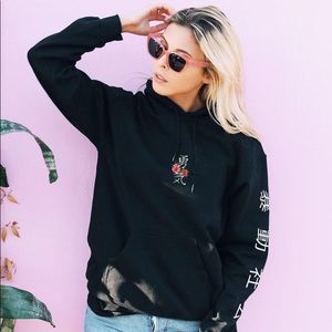 kanji courage embroidered mens hoodie